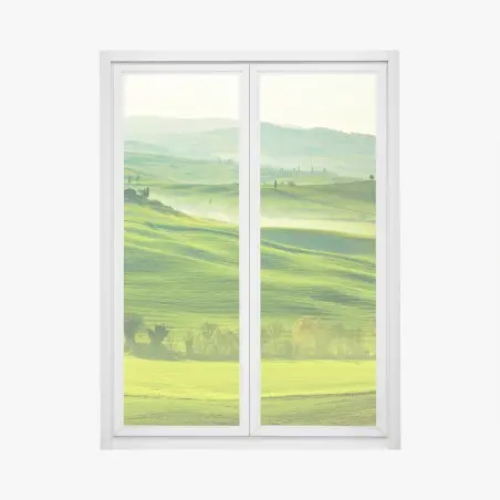 Adesivo per finestra paesaggio ondulato a San Quirico d'Orcia, Toscana • Wallissimo®