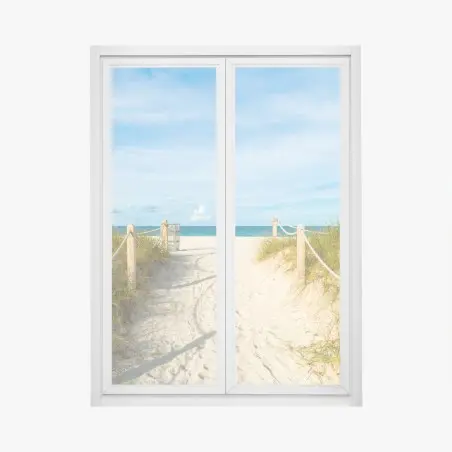Adesivo per finestra sentiero verso il mare a Miami • Wallissimo®