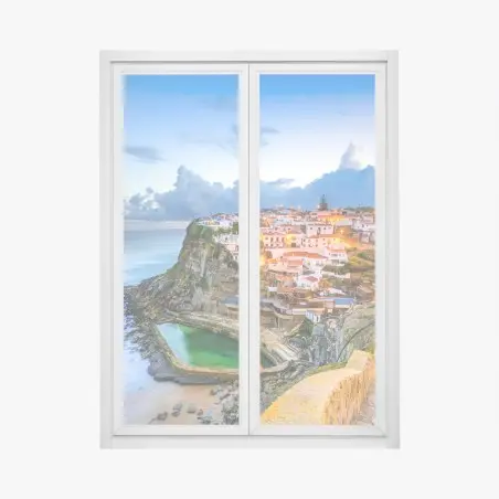 Adesivo per finestra scorcio romantico di Azenhas do Mar • Wallissimo®