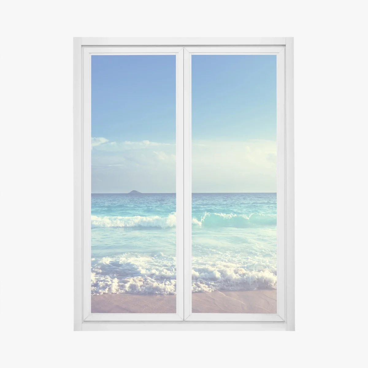 Adesivo per finestra tramonto tropicale alle Seychelles • Wallissimo® Adesivo per finestra tramonto tropicale alle Seychelles • Wallissimo®