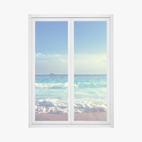 Adesivo per finestra tramonto tropicale alle Seychelles • Wallissimo®