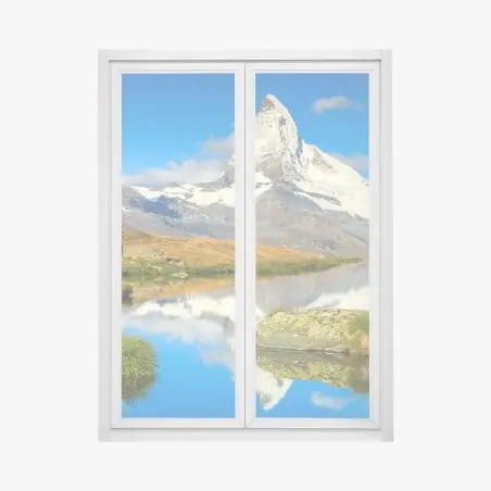 Adesivo per finestra riflessi del Cervino sul lago alpino • Wallissimo®
