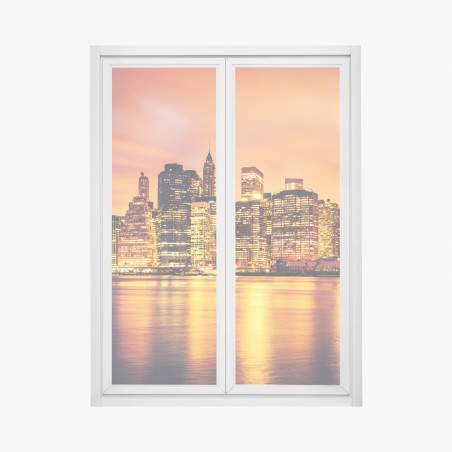 Adesivo per finestra tramonto dorato su Manhattan • Wallissimo®
