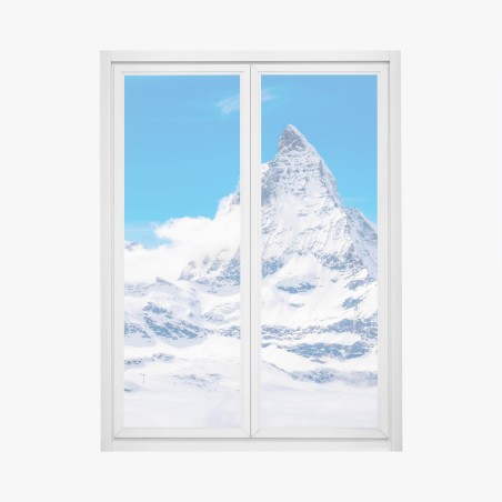 Adesivo per finestra panorama innevato del Cervino dal Gornergrat • Wallissimo®