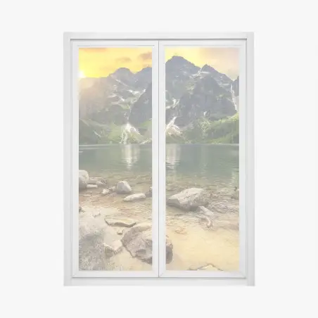 Adesivo per finestra Morskie Oko: panorama sereno delle Tatra al tramonto • Wallissimo®