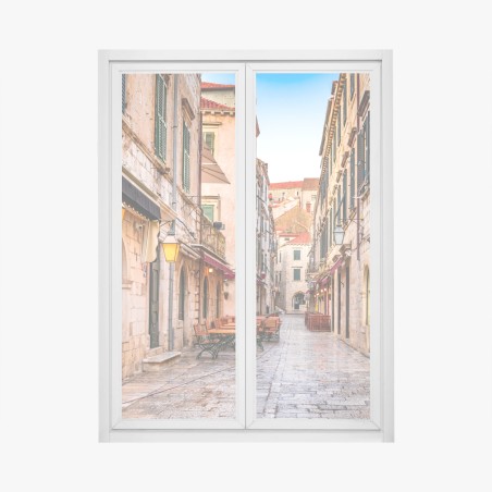 Adesivo per finestra incantevole vicolo di Dubrovnik • Wallissimo®