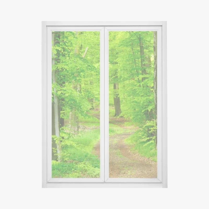 Adesivo per finestra sentiero nel bosco primaverile