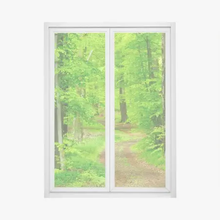 Adesivo per finestra sentiero nel bosco primaverile • Wallissimo®