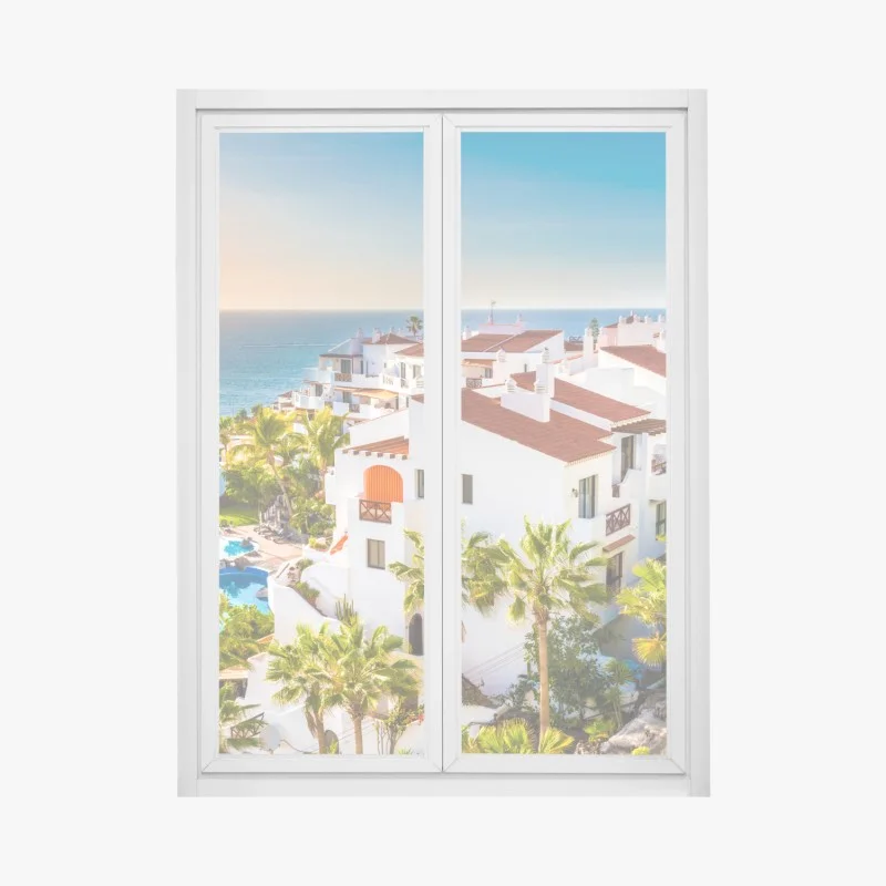 Adesivo per finestra paesaggio costiero di Tenerife al tramonto