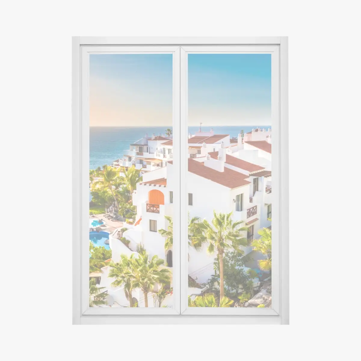 Adesivo per finestra paesaggio costiero di Tenerife al tramonto • Wallissimo®