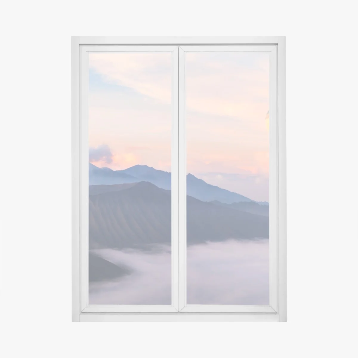 Adesivo per finestra mongolfiera sopra le montagne all'alba • Wallissimo® Adesivo per finestra mongolfiera sopra le montagne all'alba • Wallissimo®