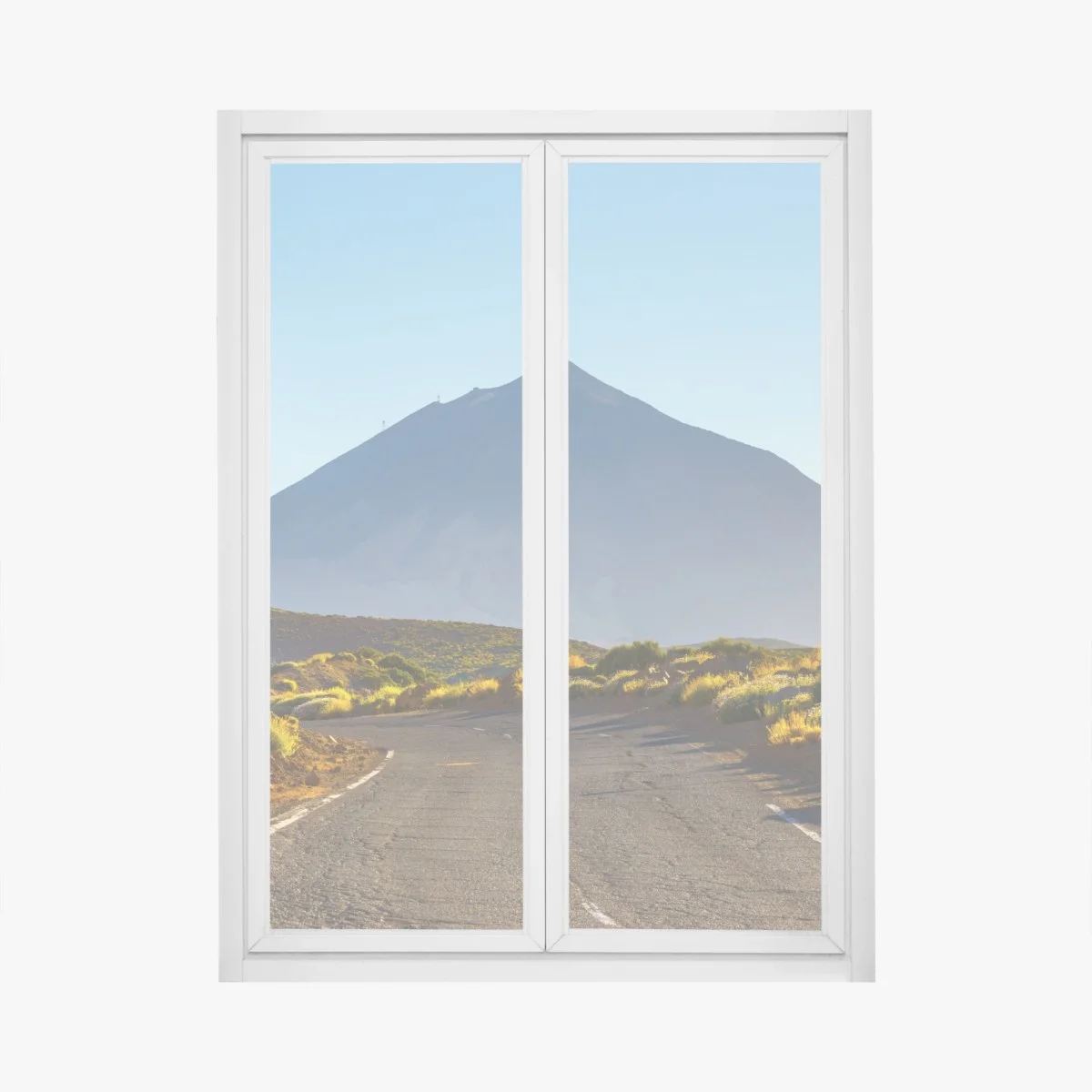 Adesivo per finestra strada verso un vulcano maestoso • Wallissimo® Adesivo per finestra strada verso un vulcano maestoso • Wallissimo®