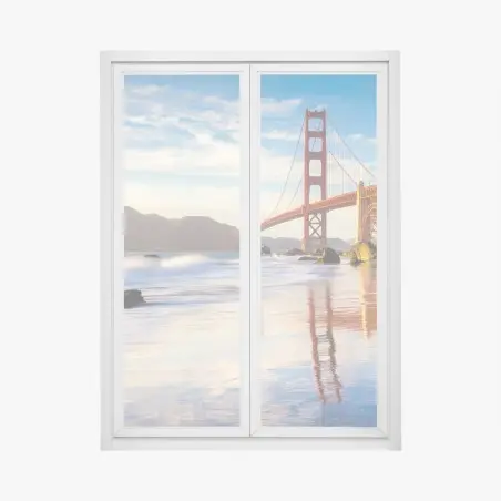 Adesivo per finestra tramonto sul Golden Gate a San Francisco • Wallissimo®