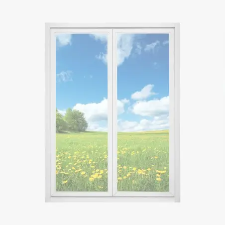 Adesivo per finestra campo fiorito sotto il cielo blu • Wallissimo®