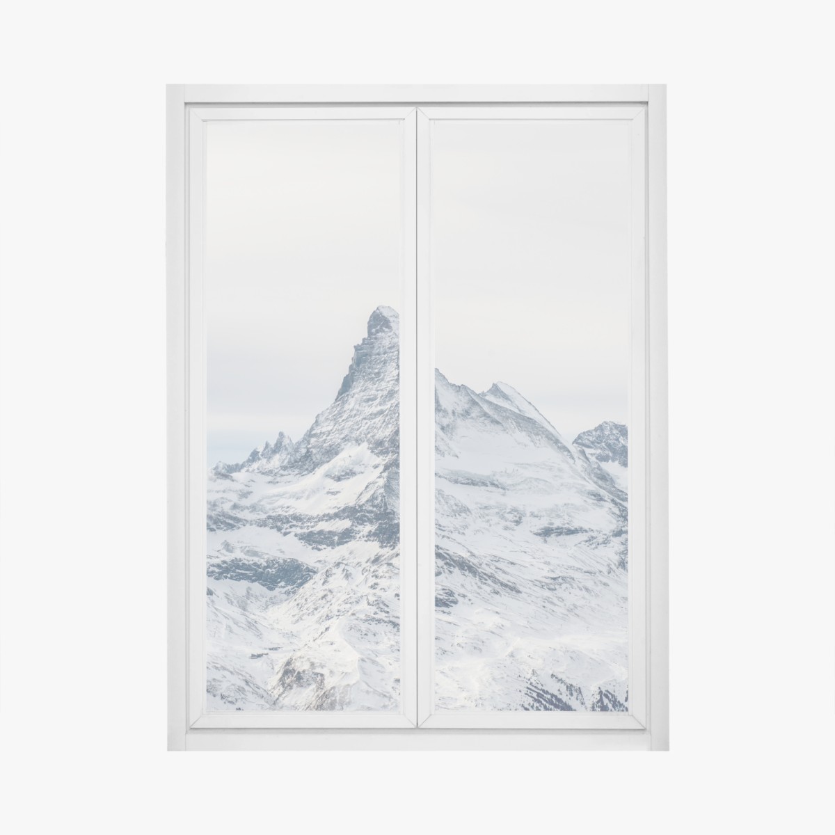 Adesivo per finestra maestosa vetta innevata • Wallissimo®