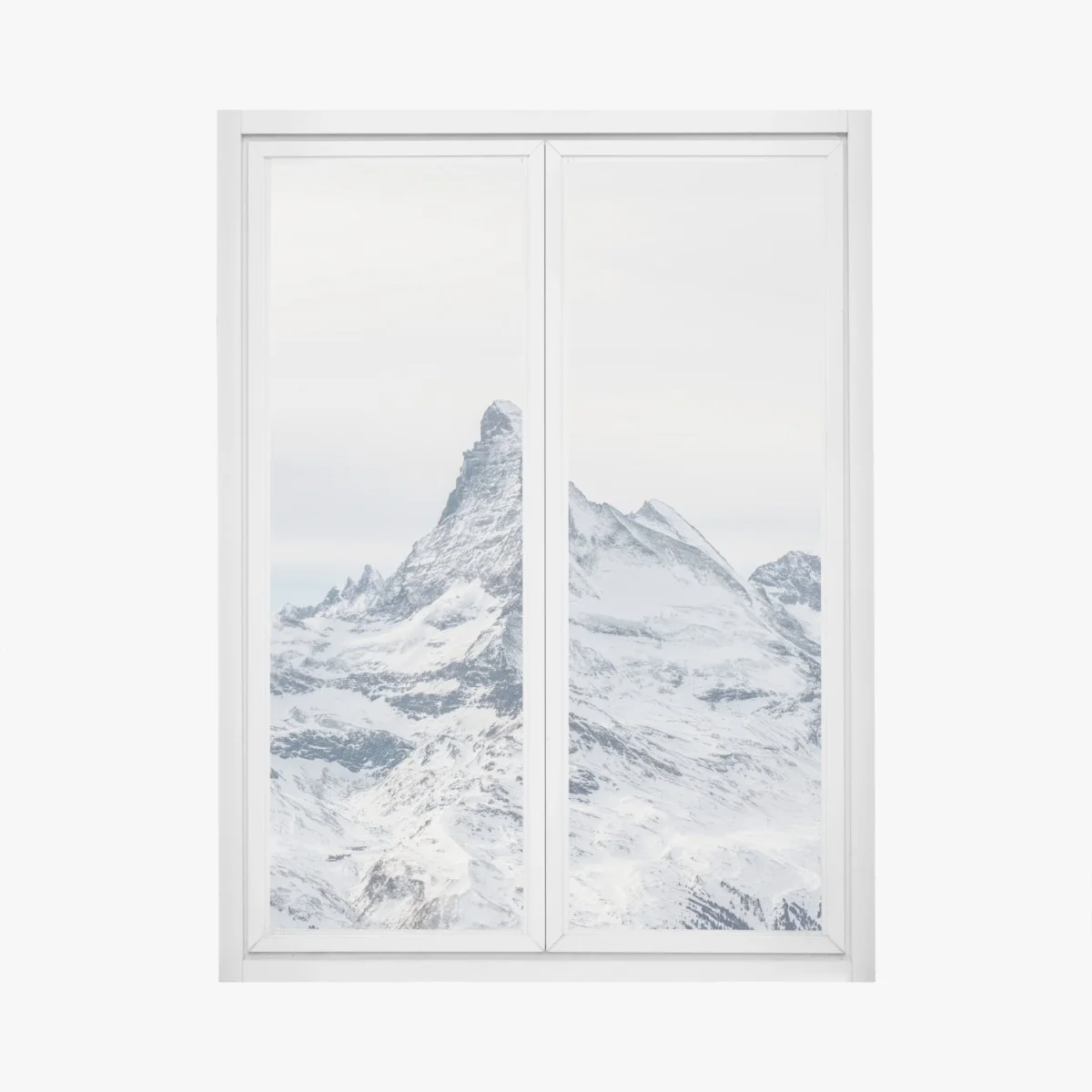 Adesivo per finestra maestosa vetta innevata • Wallissimo® Adesivo per finestra maestosa vetta innevata • Wallissimo®