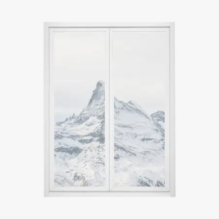 Adesivo per finestra maestosa vetta innevata • Wallissimo®