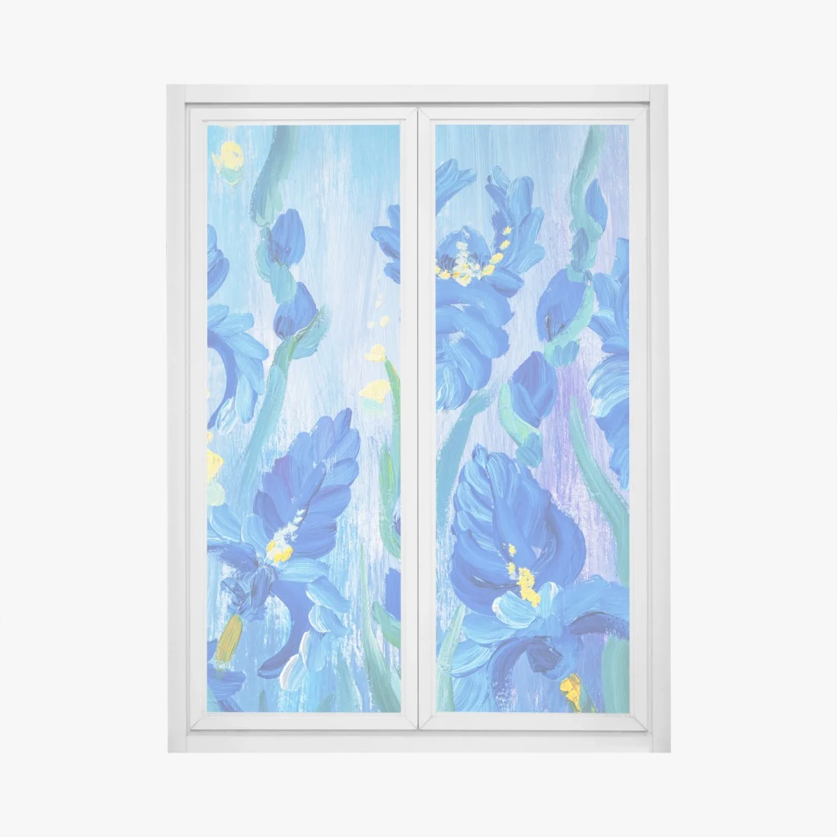 Adesivo per finestra fioritura di iris blu • Wallissimo® Adesivo per finestra fioritura di iris blu • Wallissimo®