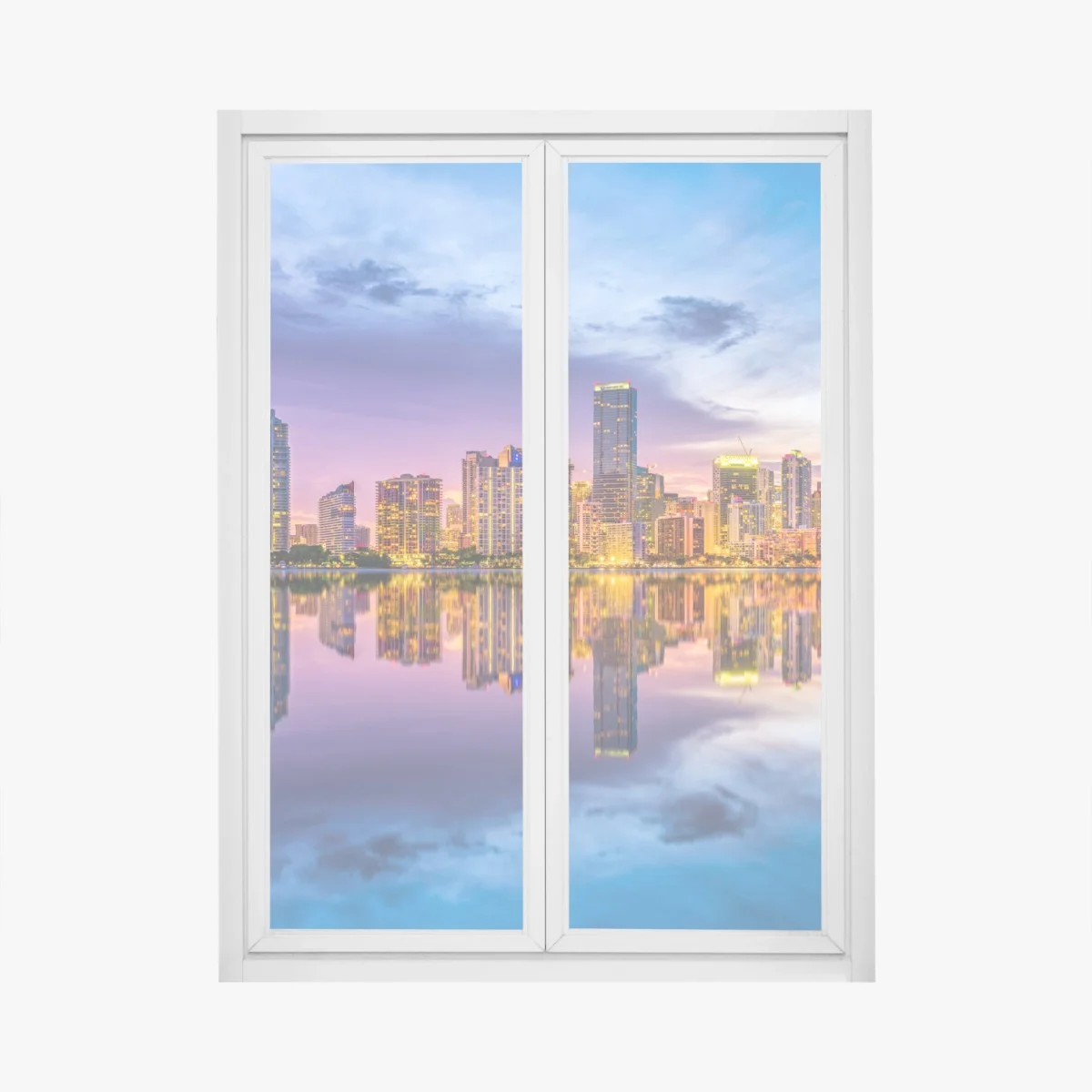 Adesivo per finestra tramonto riflesso a Miami • Wallissimo® Adesivo per finestra tramonto riflesso a Miami • Wallissimo®