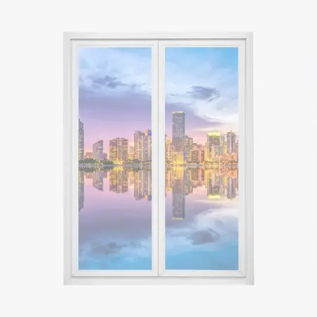 Adesivo per finestra tramonto riflesso a Miami • Wallissimo®