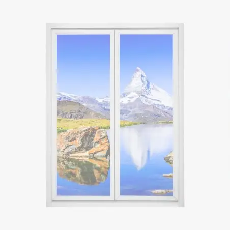 Adesivo per finestra riflesso del Cervino sul lago Stellisee • Wallissimo®