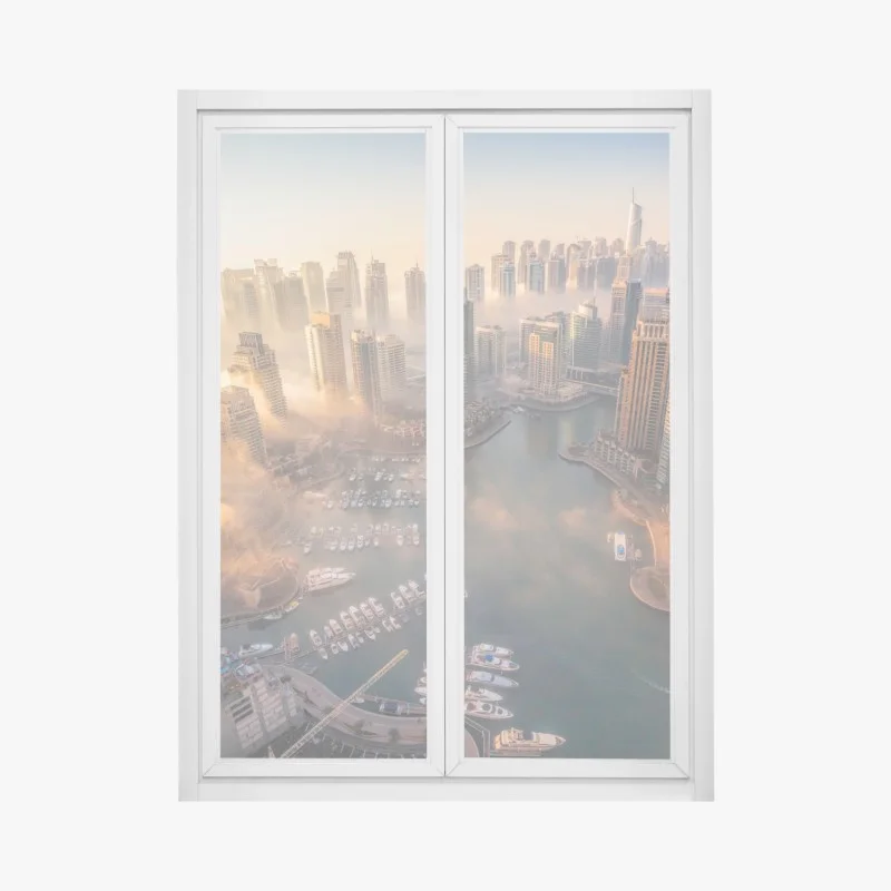 Adesivo per finestra vista aerea della Dubai Marina al tramonto