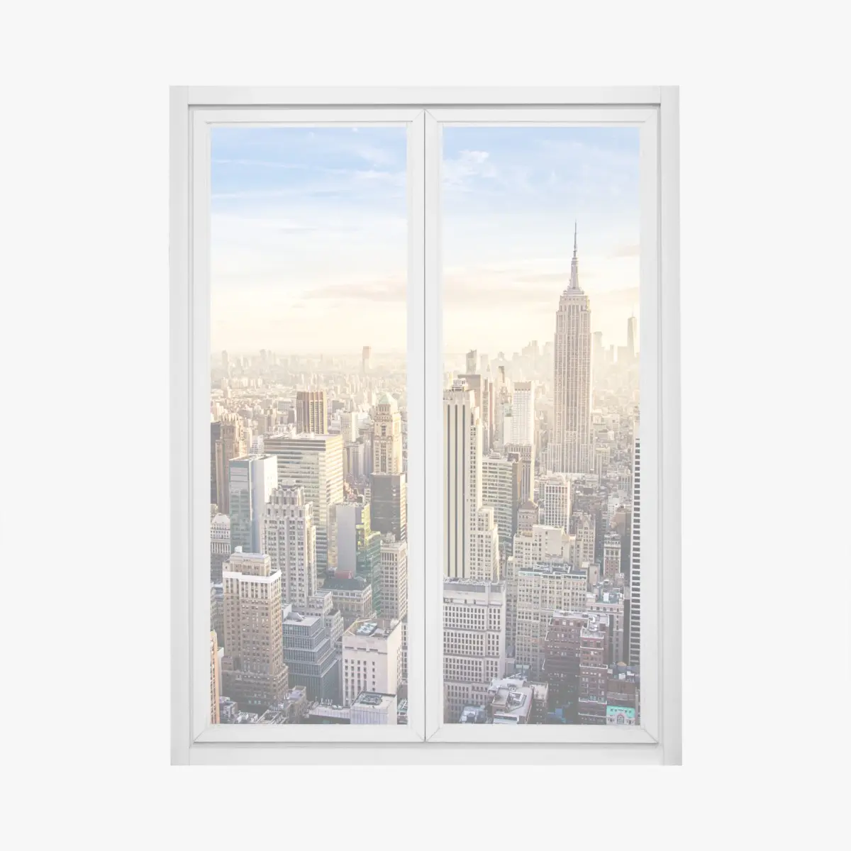 Adesivo per finestra tramonto su New York: skyline di Manhattan • Wallissimo®