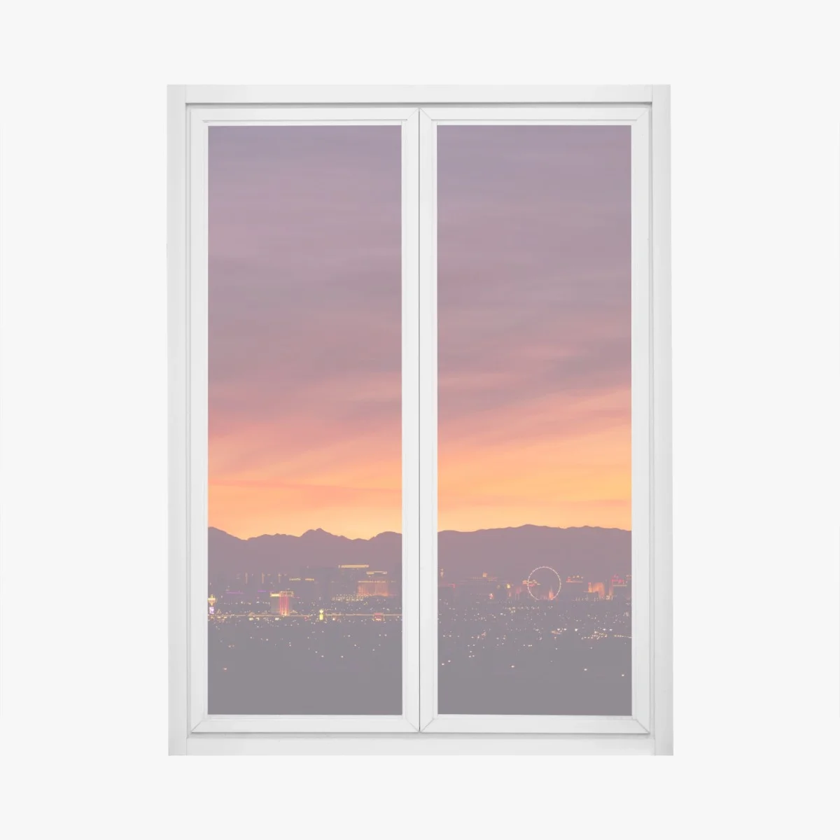 Adesivo per finestra panorama urbano al tramonto su Las Vegas • Wallissimo® Adesivo per finestra panorama urbano al tramonto su Las Vegas • Wallissimo®