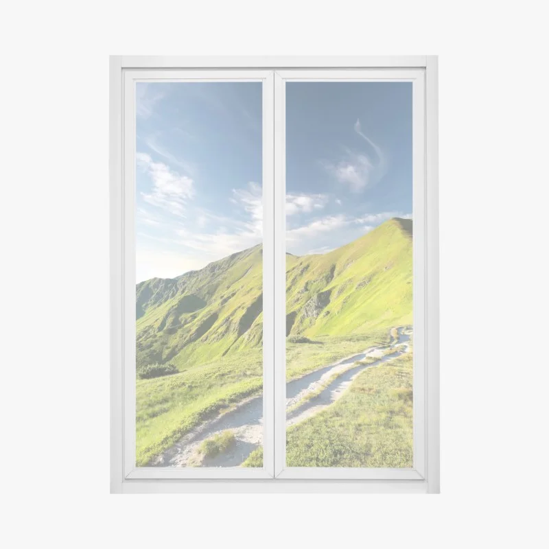 Adesivo per finestra sentiero verso la vetta in colline verdi