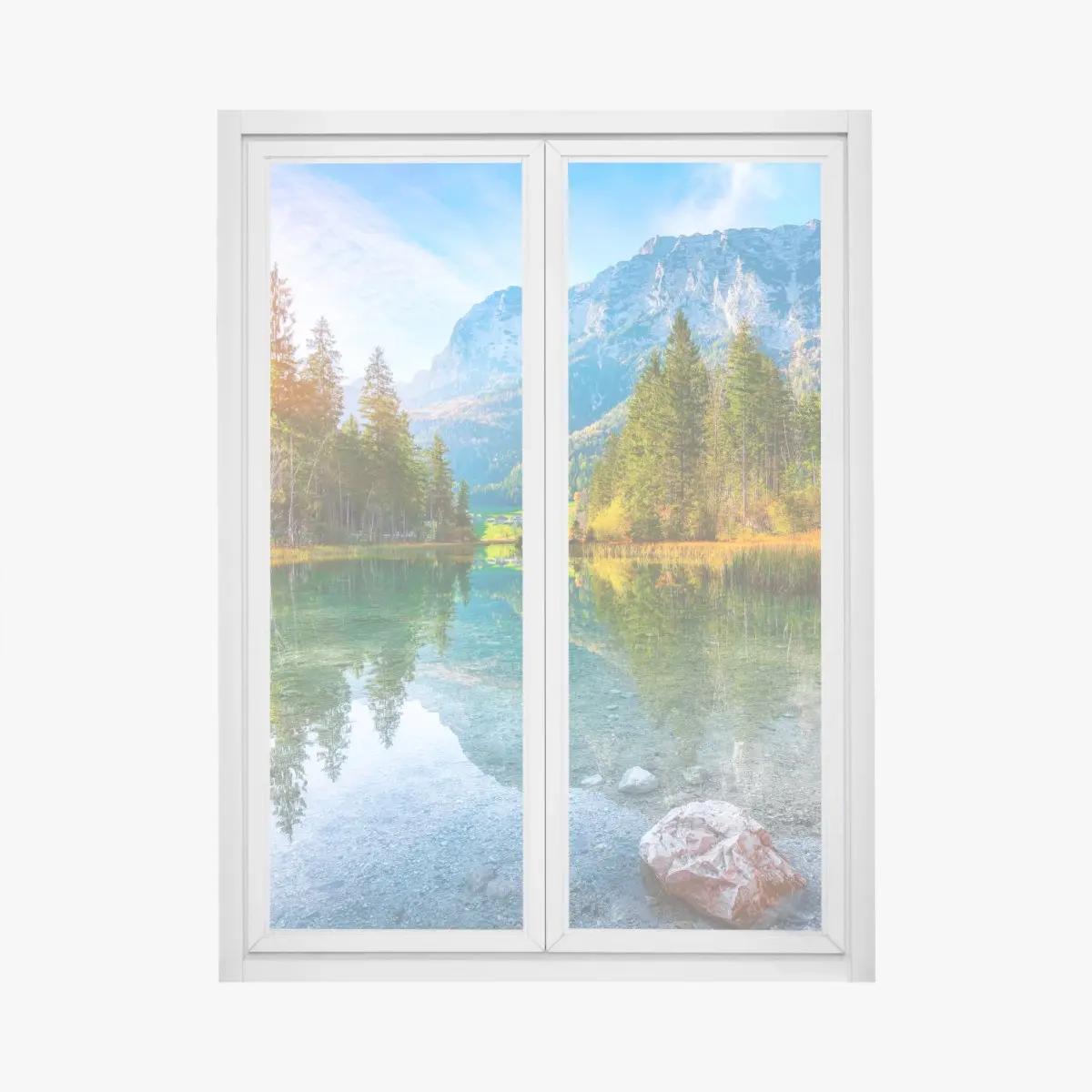Adesivo per finestra tramonto autunnale sul lago Hintersee • Wallissimo®