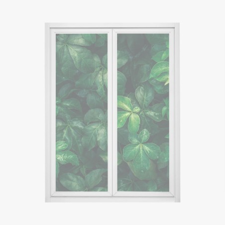 Adesivo per finestra fogliame tropicale in verde profondo • Wallissimo®