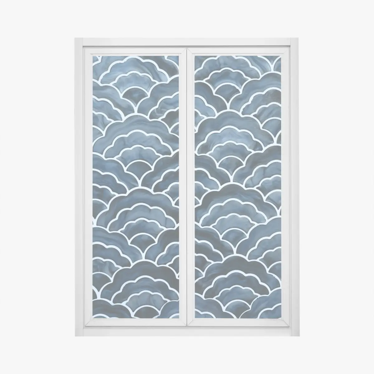 Adesivo per finestra motivo onde giapponesi blu dall'effetto acquerello • Wallissimo®
