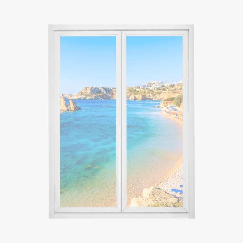 Adesivo per finestra baia turchese di Ammopi, Karpathos