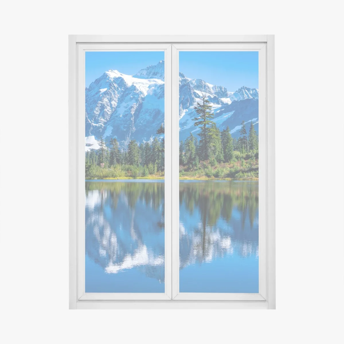 Adesivo per finestra riflessi alpini sul lago • Wallissimo® Adesivo per finestra riflessi alpini sul lago • Wallissimo®