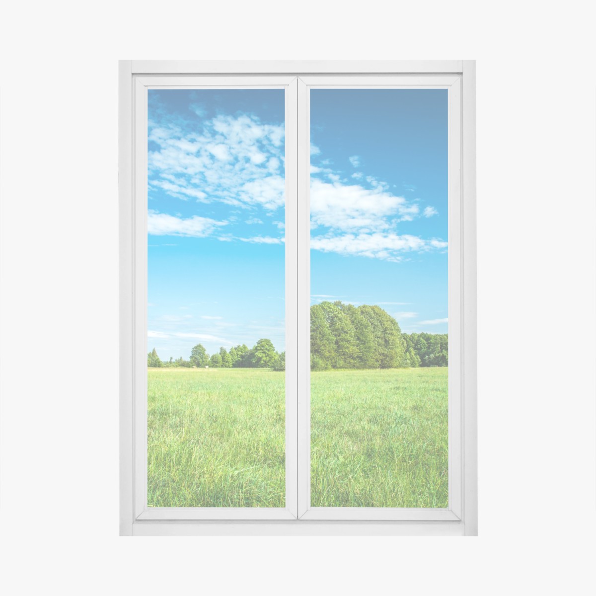 Adesivo per finestra prateria verde sotto cielo azzurro • Wallissimo®