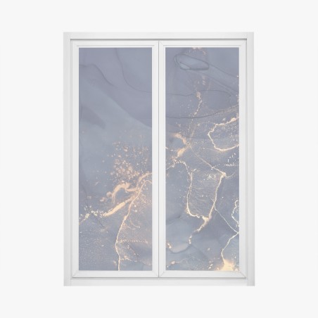 Adesivo per finestra astratto blu notte con venature dorate • Wallissimo®