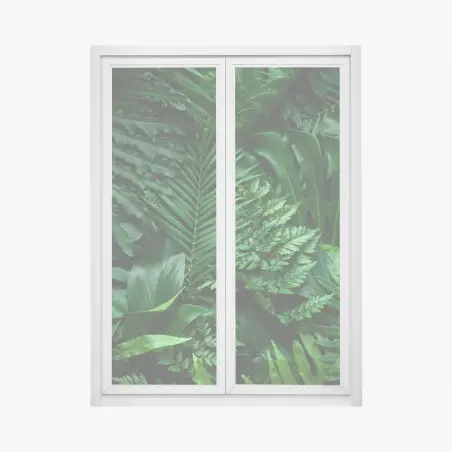Adesivo per finestra mosaico di foglie tropicali • Wallissimo®