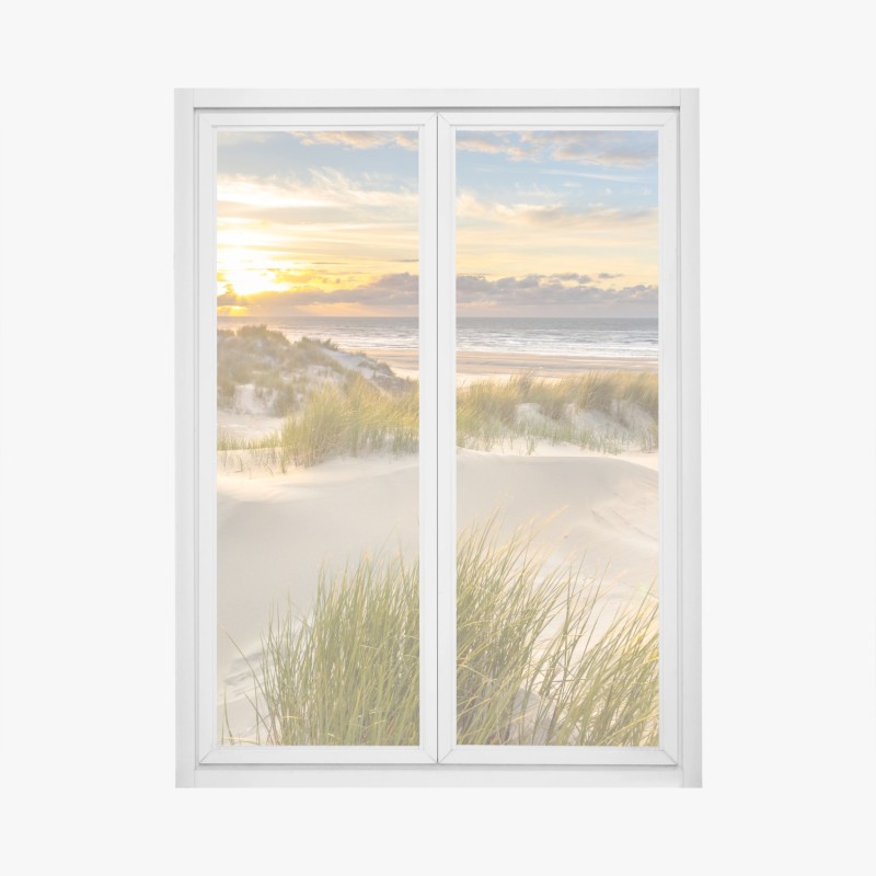 Adesivo per finestra tramonto sulle dune di Ameland
