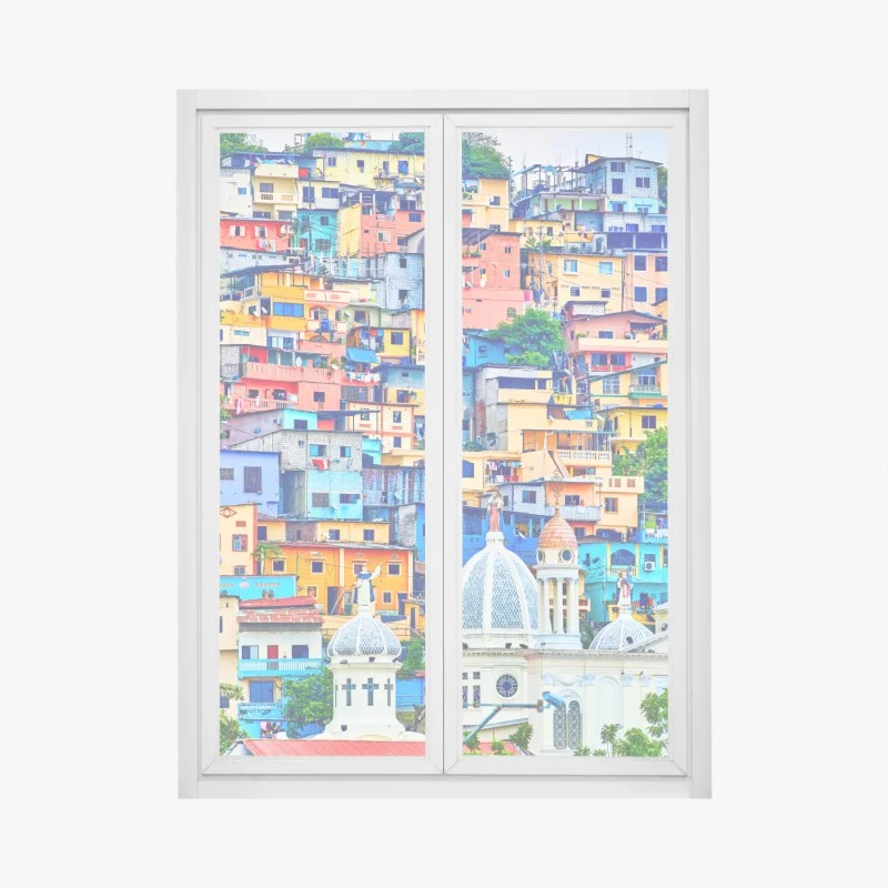 Adesivo per finestra panorama colorato di Las Penas a Guayaquil