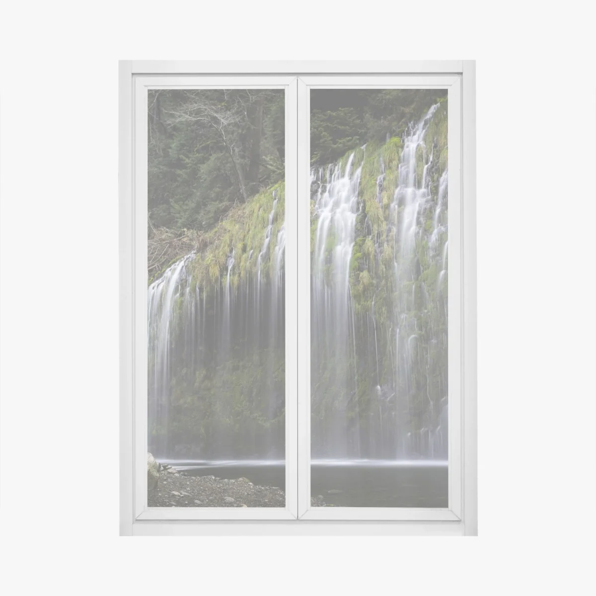 Adesivo per finestra cascata di muschio nella foresta • Wallissimo® Adesivo per finestra cascata di muschio nella foresta • Wallissimo®