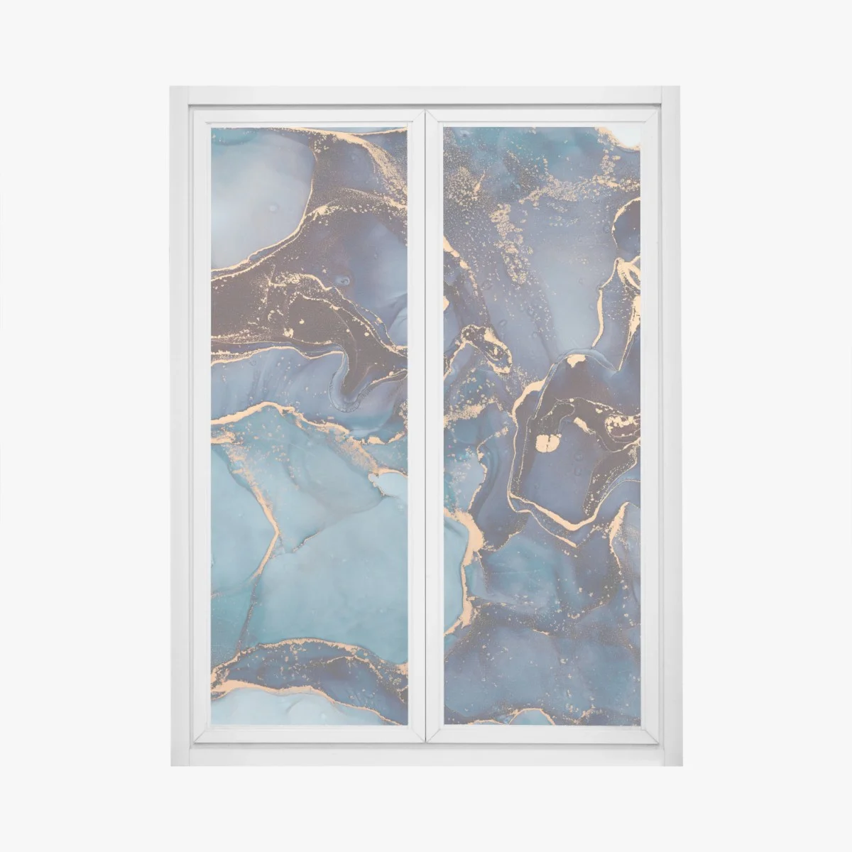 Adesivo per finestra correnti di inchiostro blu e oro • Wallissimo® Adesivo per finestra correnti di inchiostro blu e oro • Wallissimo®