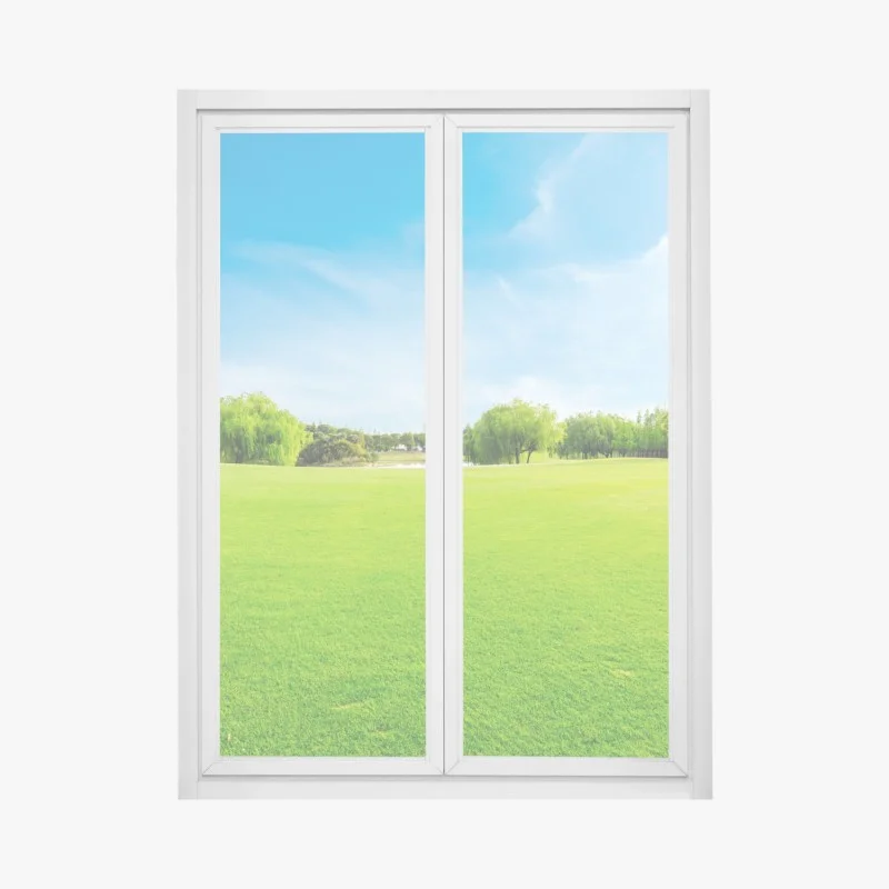 Adesivo per finestra paesaggio primaverile: prato verde e alberi