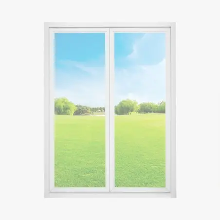 Adesivo per finestra paesaggio primaverile: prato verde e alberi • Wallissimo®