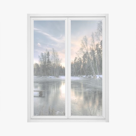 Adesivo per finestra lago ghiacciato al tramonto • Wallissimo®