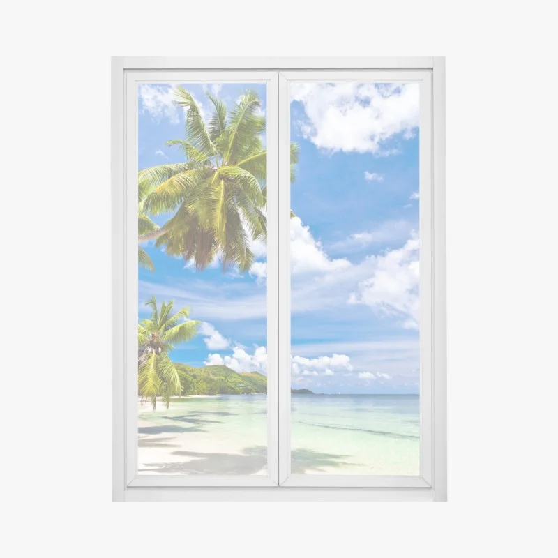 Adesivo per finestra paradiso tropicale sulla spiaggia