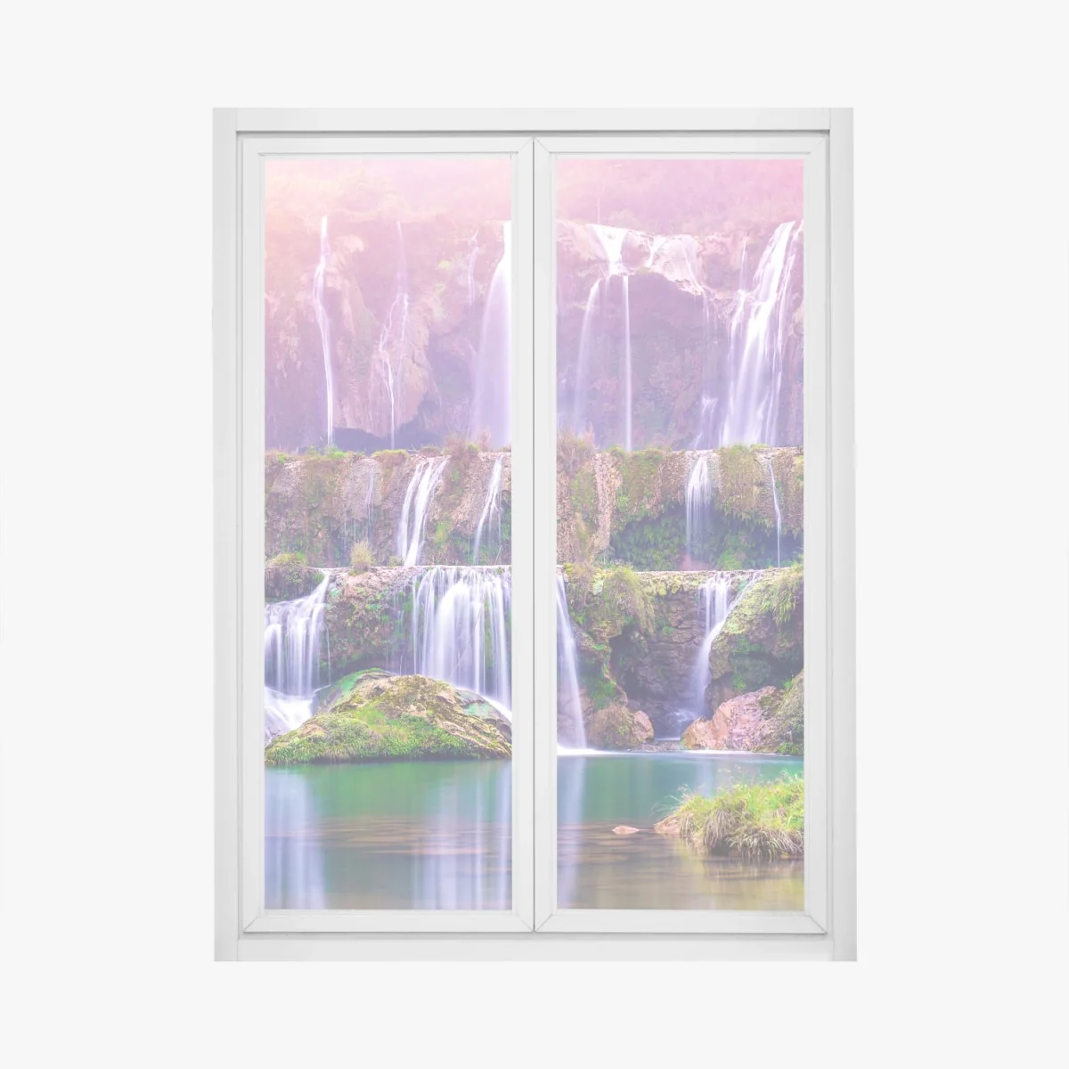 Adesivo per finestra cascata a terrazze di Jiulong a Luoping • Wallissimo® Adesivo per finestra cascata a terrazze di Jiulong a Luoping • Wallissimo®