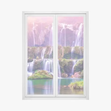 Adesivo per finestra cascata a terrazze di Jiulong a Luoping • Wallissimo®