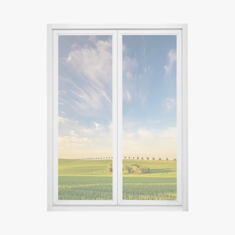 Adesivo per finestra orizzonte primaverile con filari di alberi