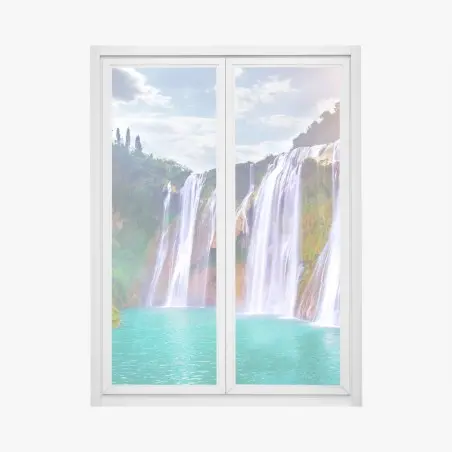 Adesivo per finestra panorama della cascata Jiulong a Luoping • Wallissimo®