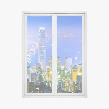 Adesivo per finestra panorama notturno di Hong Kong • Wallissimo®